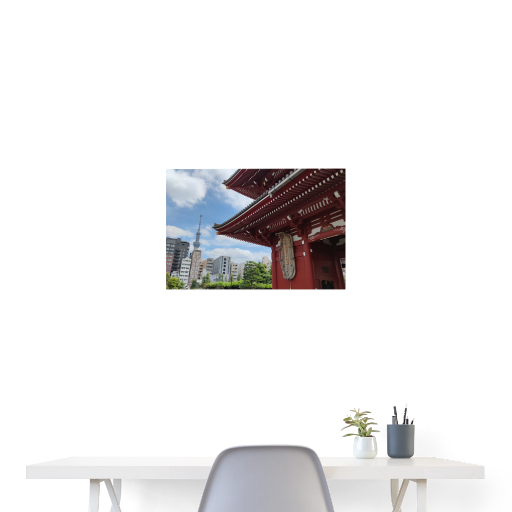 Poster "Asakusa Tempel & Skytree" 24" x 16" (60x40 cm) - white