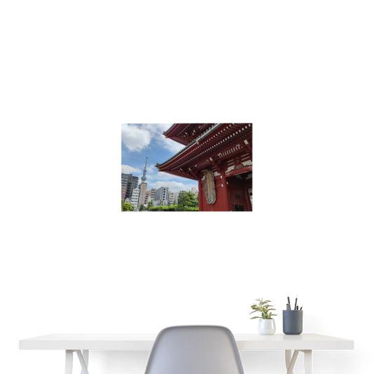 Poster "Asakusa Tempel & Skytree" 24" x 16" (60x40 cm) - white