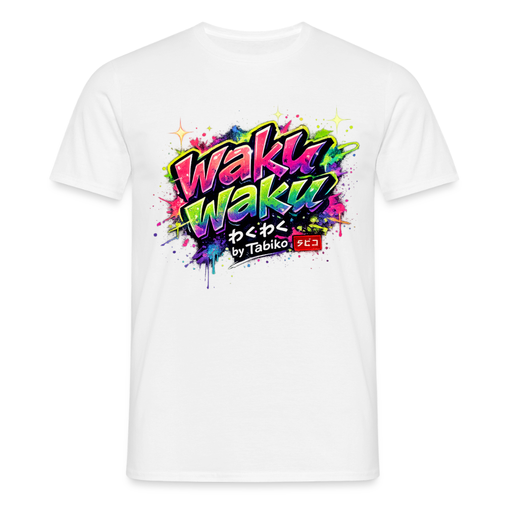 T-Shirt "Waku Waku" Neon Japan Street Style - white