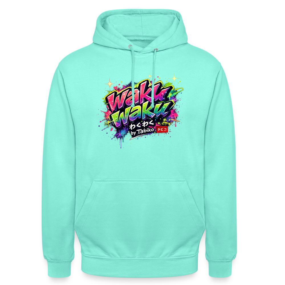 Unisex Hoodie "Waku Waku" Neon Japan Street Style - mint