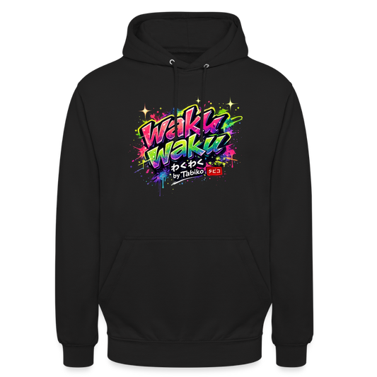 Unisex Hoodie "Waku Waku" Neon Japan Street Style - black