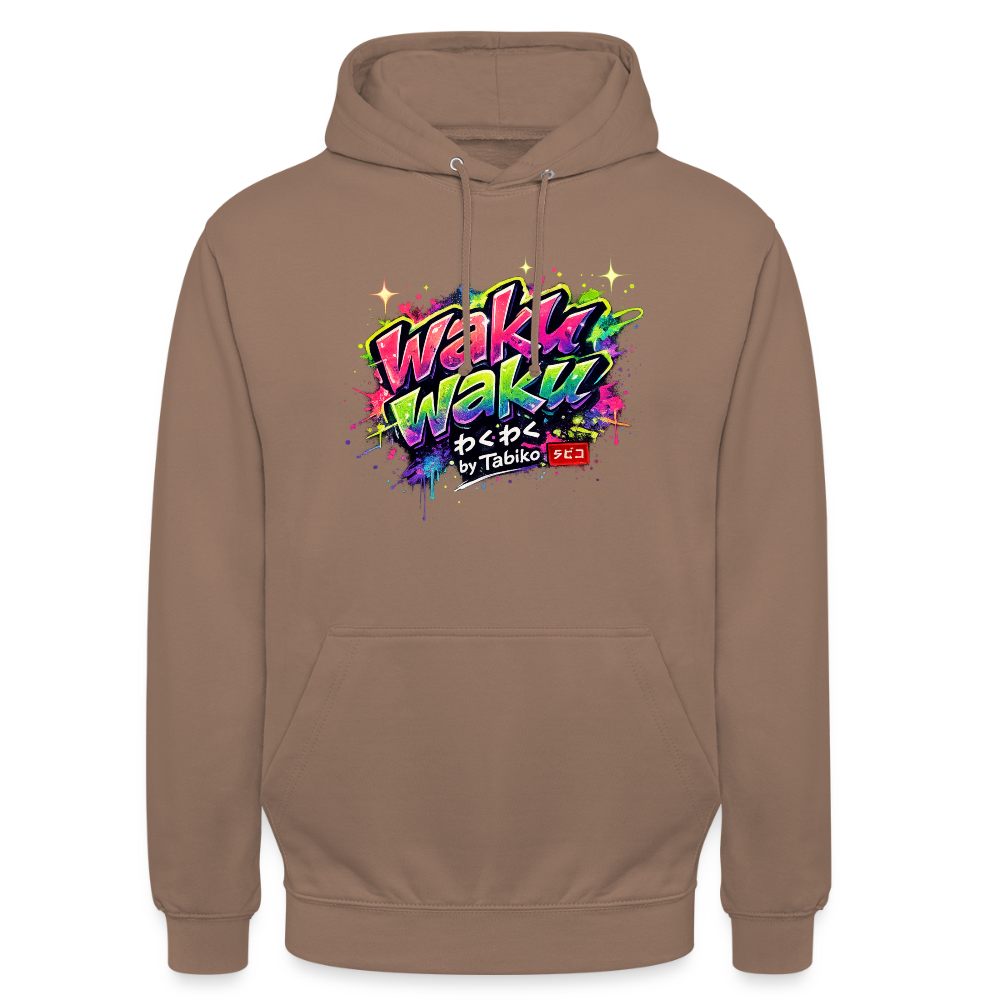 Unisex Hoodie "Waku Waku" Neon Japan Street Style - mocha