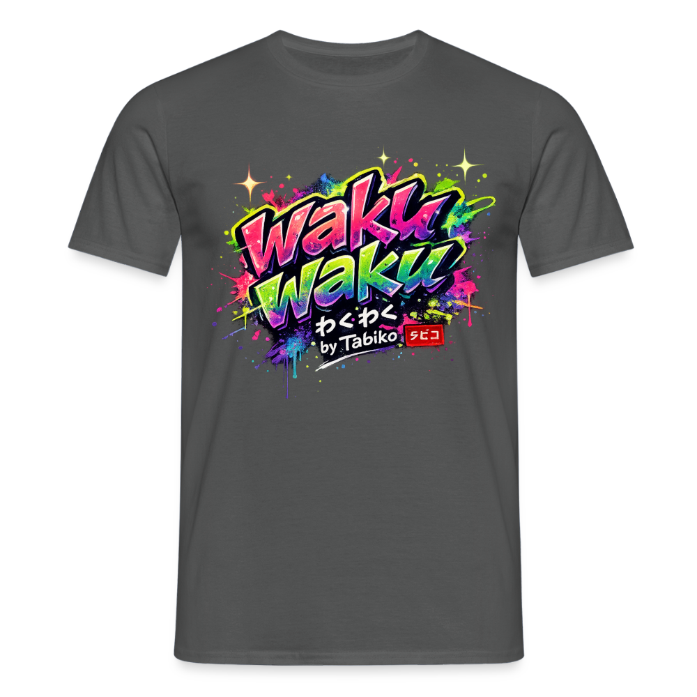 T-Shirt "Waku Waku" Neon Japan Street Style - charcoal grey