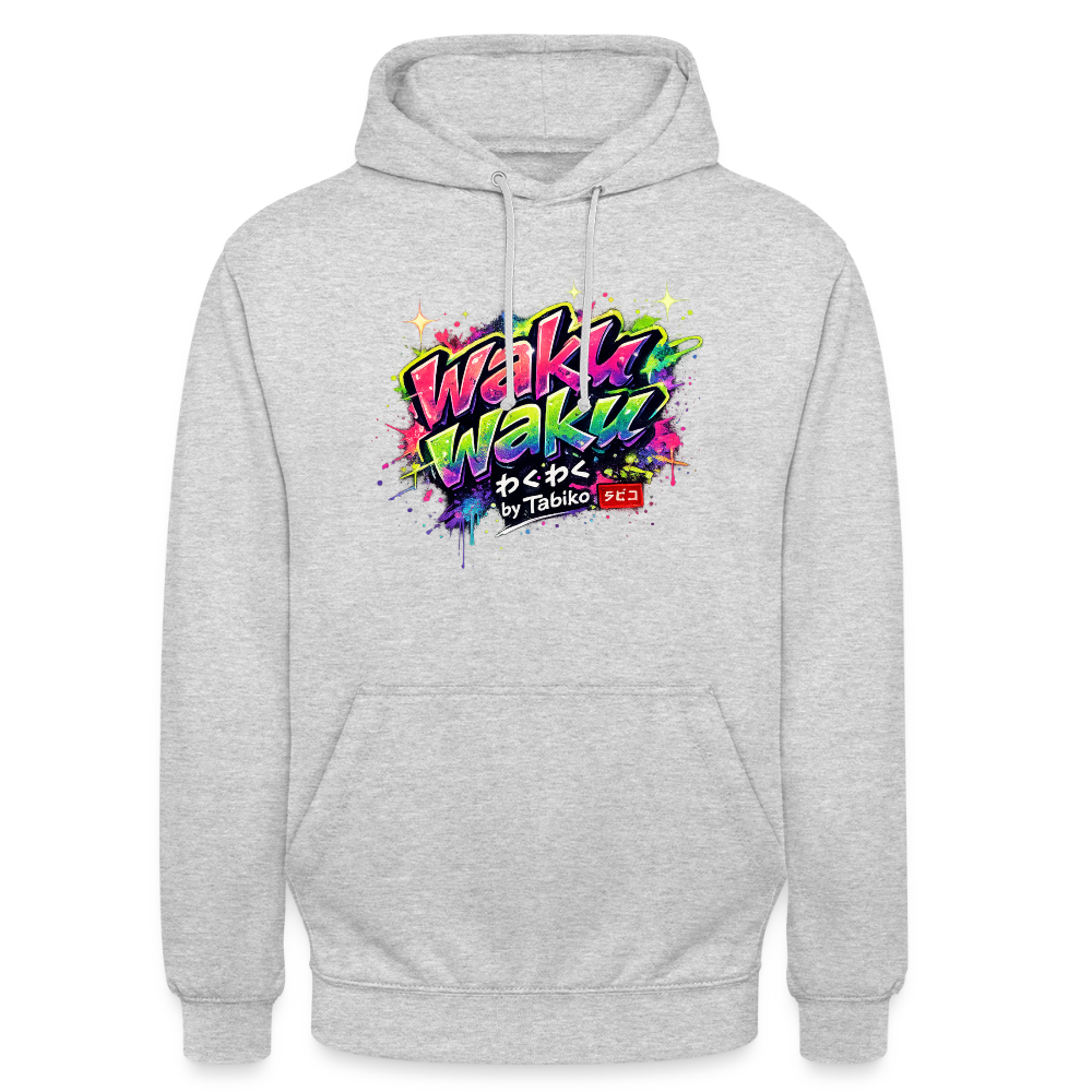 Unisex Hoodie "Waku Waku" Neon Japan Street Style - light heather grey