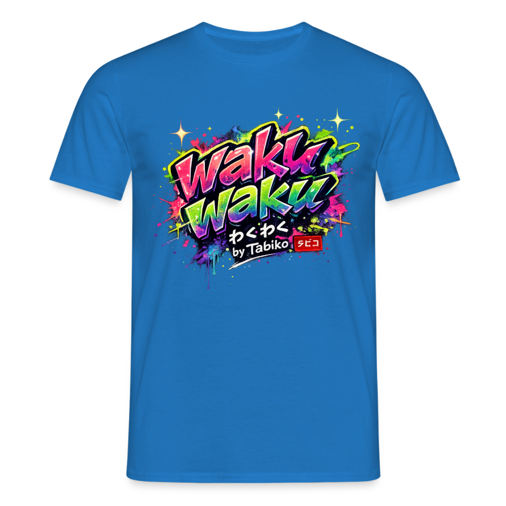 T-Shirt "Waku Waku" Neon Japan Street Style - royal blue