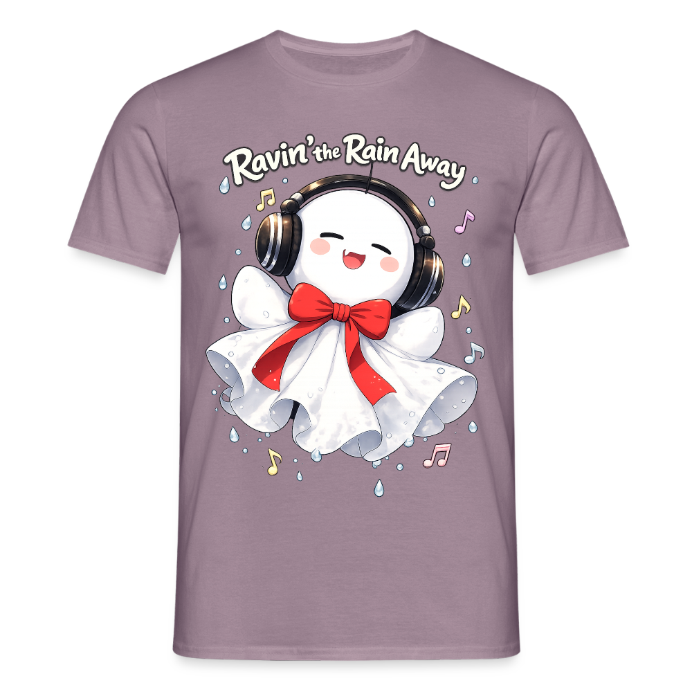T-Shirt "Ravin' the Rain Away" - purple-grey 