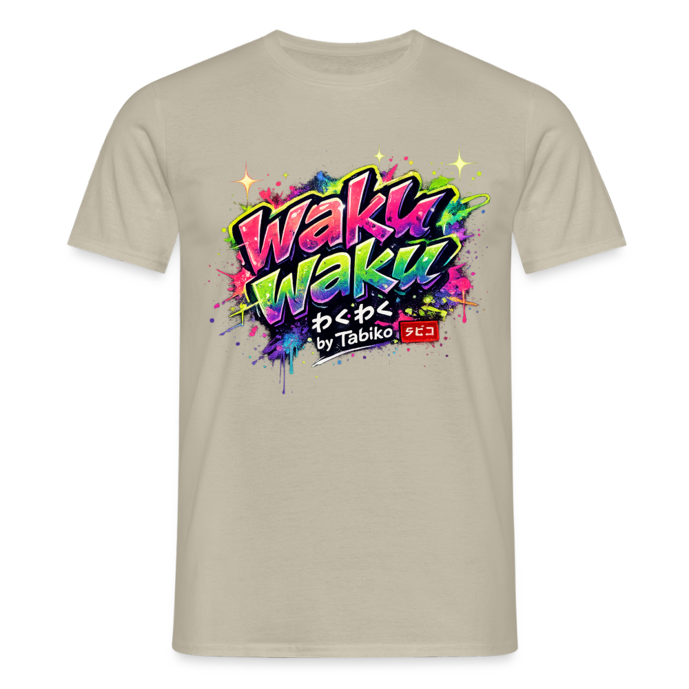 T-Shirt "Waku Waku" Neon Japan Street Style - sand beige