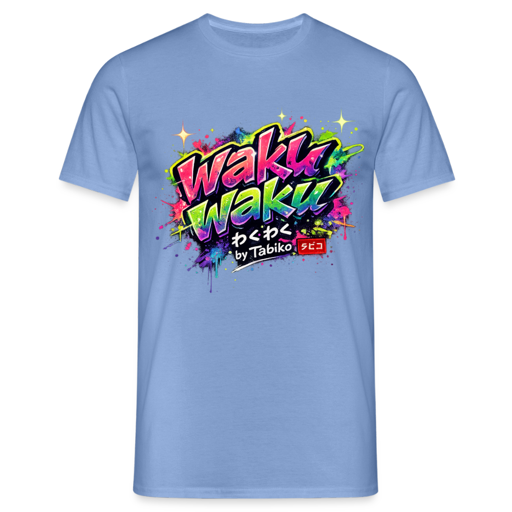 T-Shirt "Waku Waku" Neon Japan Street Style - carolina blue