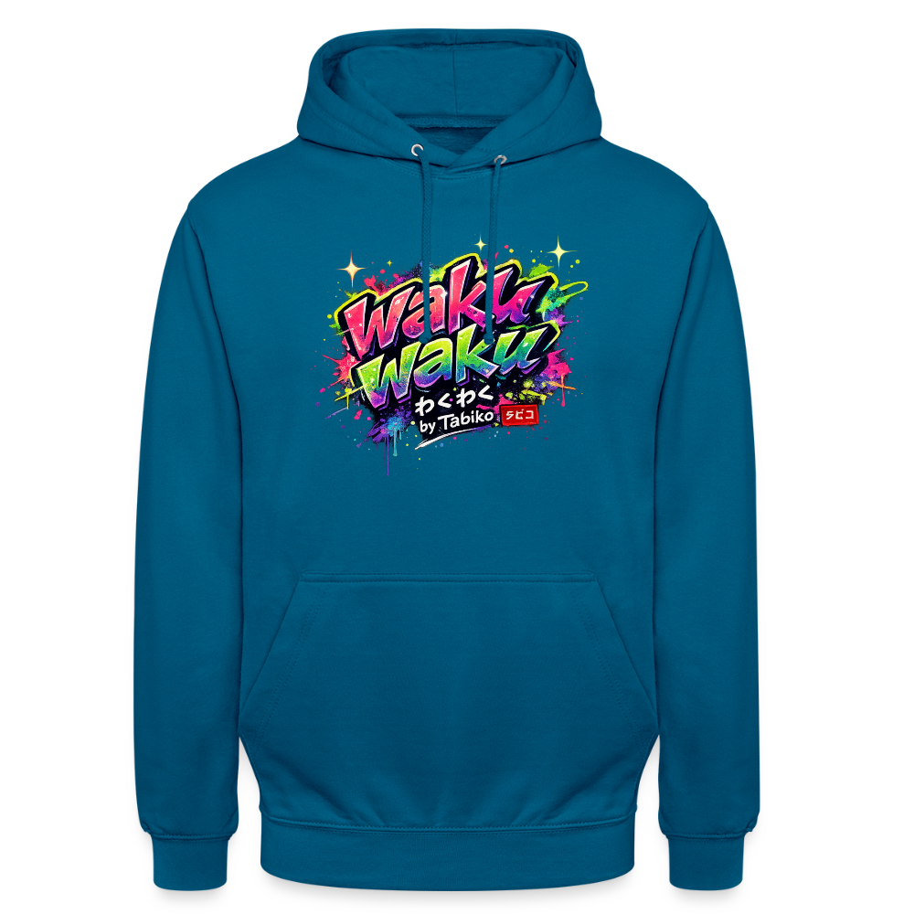 Unisex Hoodie "Waku Waku" Neon Japan Street Style - deep sea blue 