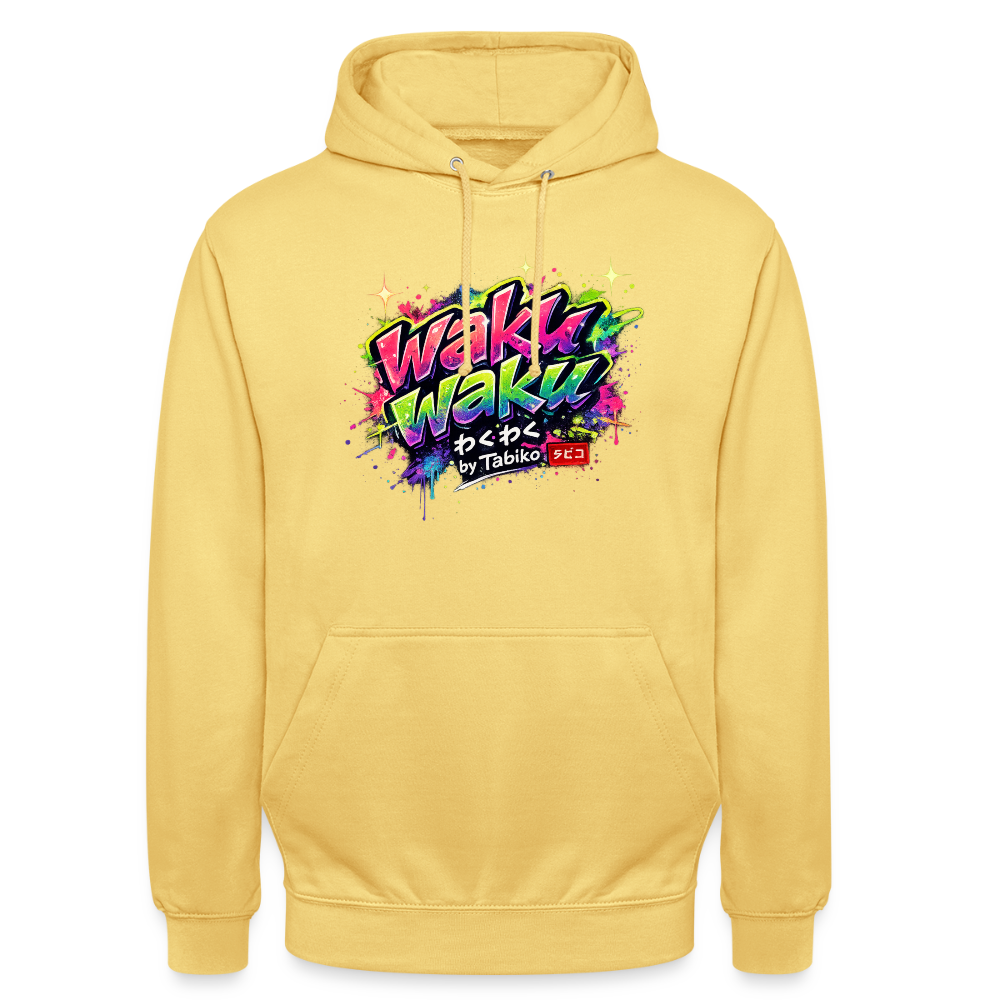 Unisex Hoodie "Waku Waku" Neon Japan Street Style - lemon yellow