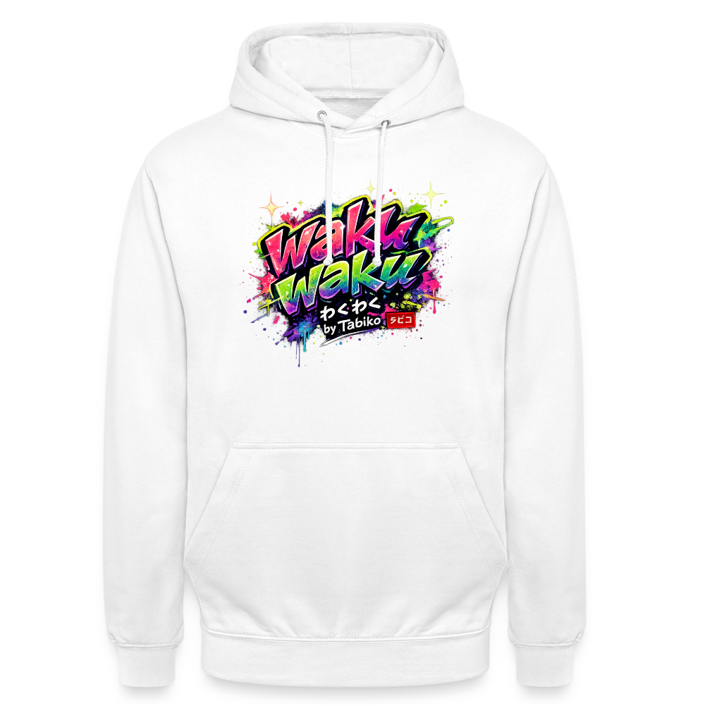 Unisex Hoodie "Waku Waku" Neon Japan Street Style - white