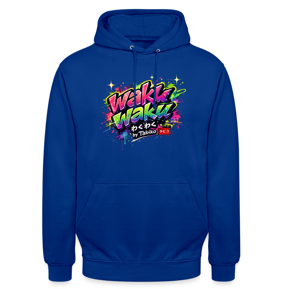 Unisex Hoodie "Waku Waku" Neon Japan Street Style - bright royal