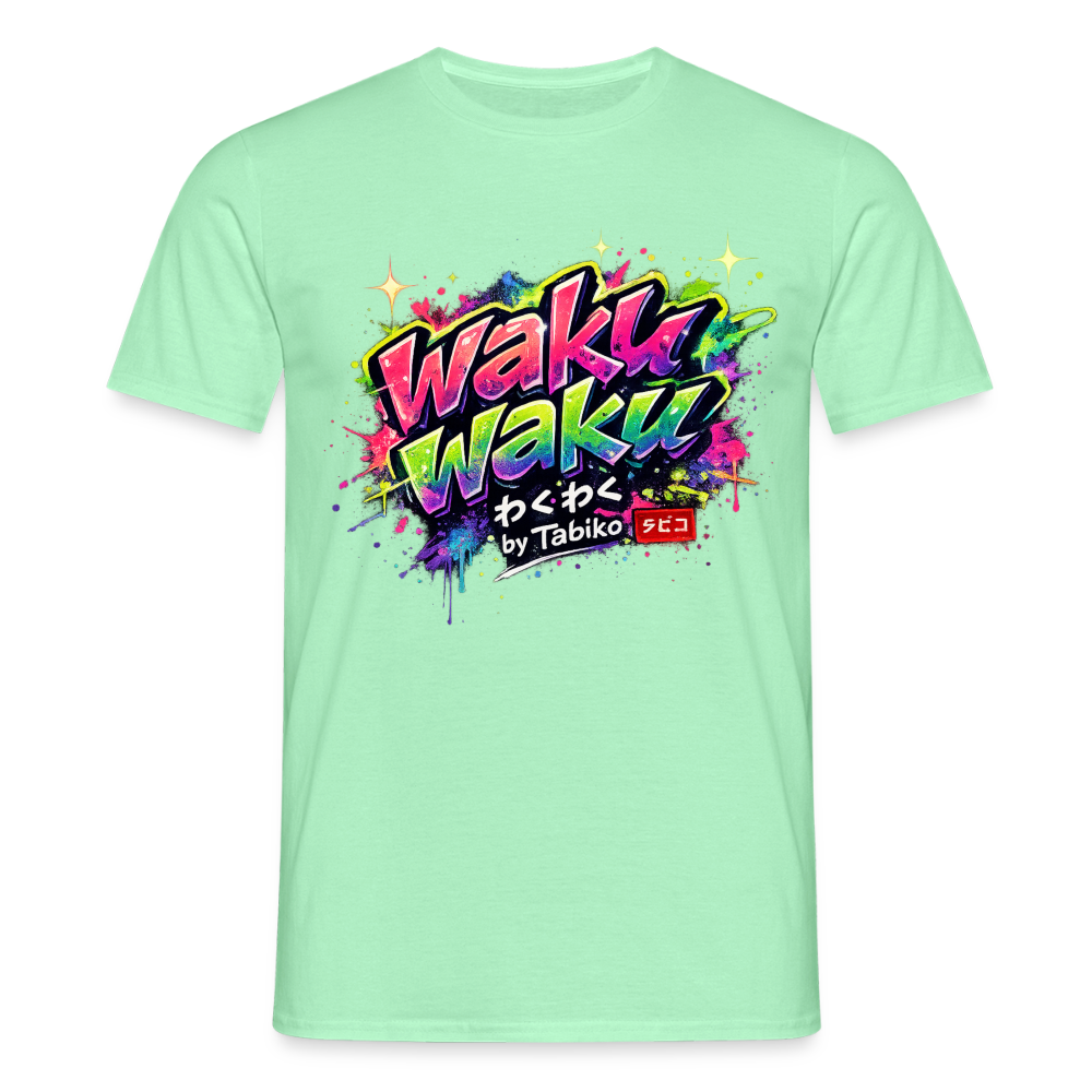 T-Shirt "Waku Waku" Neon Japan Street Style - mint green