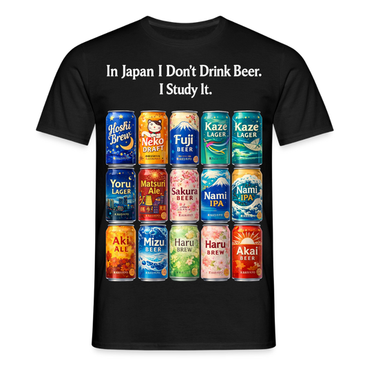 T-Shirt „In Japan I Don’t Drink Beer. I Study It.“ - black