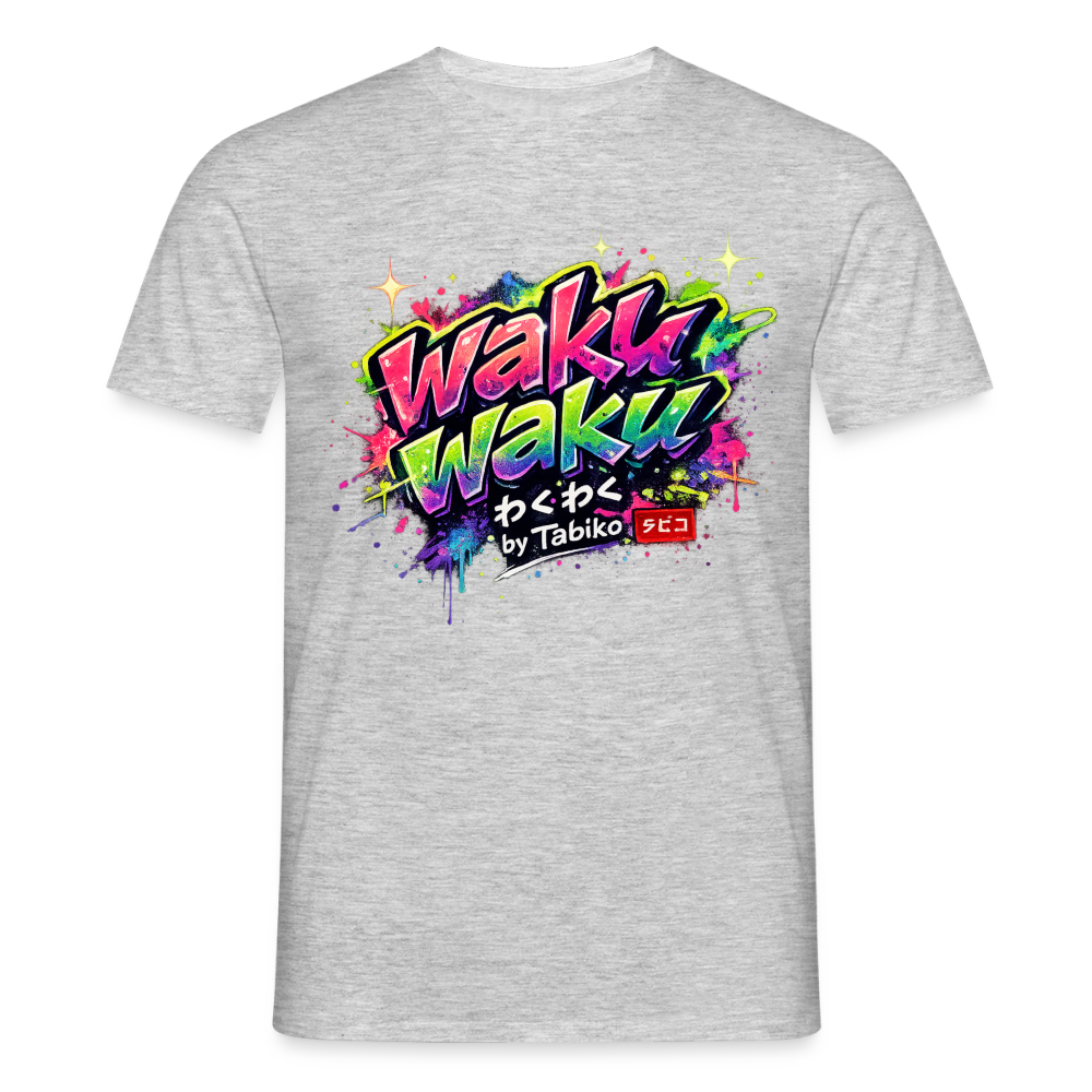 T-Shirt "Waku Waku" Neon Japan Street Style - heather grey