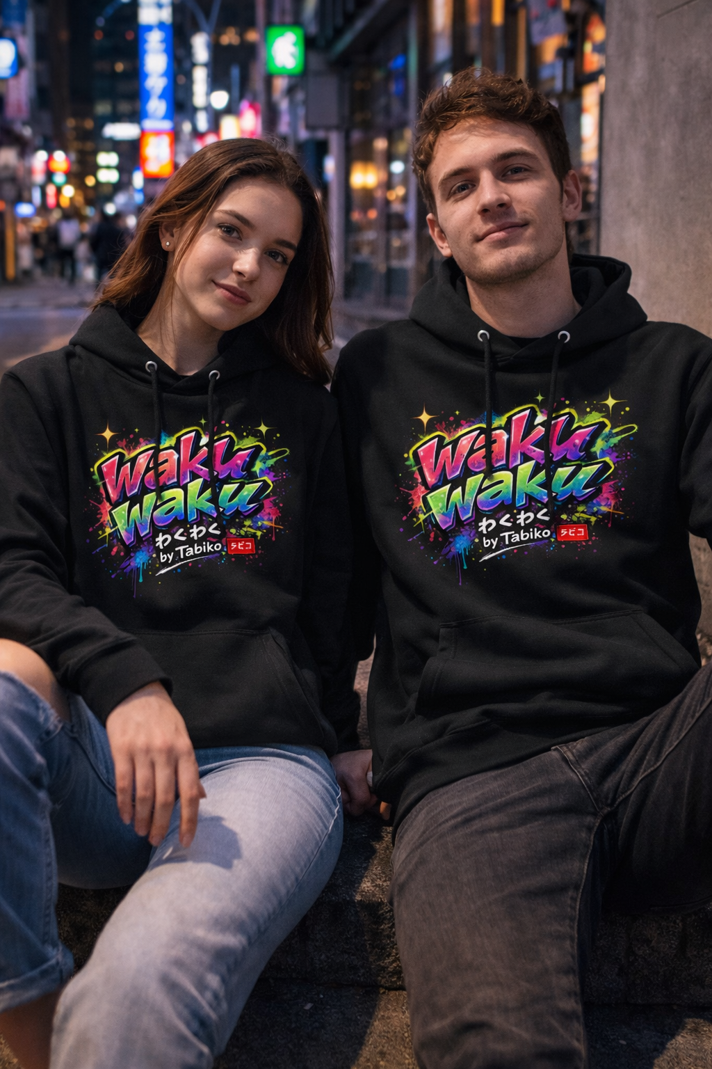 Unisex Hoodie "Waku Waku" Neon Japan Street Style