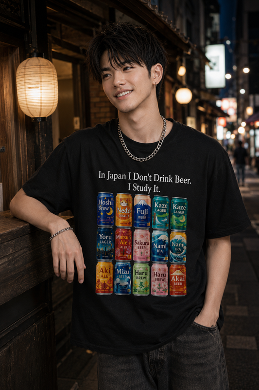 T-Shirt „In Japan I Don’t Drink Beer. I Study It.“